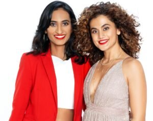 Vineeta Singh, CEO & Co-founder, SUGAR Cosmetics with Bollywood celebrity Taapsee Pannu
